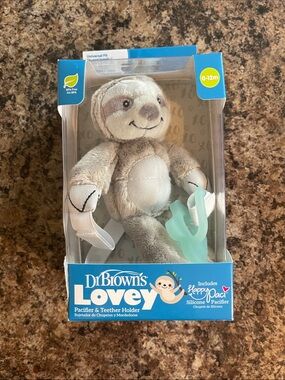 Dr. Brown's Lovey Pacifier & Teether Holder - Grey Sloth
